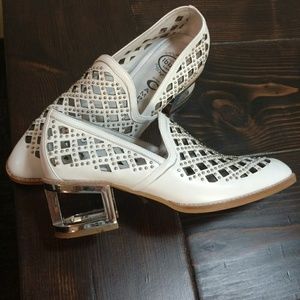 Jeffrey Campbell white heeled shoes
